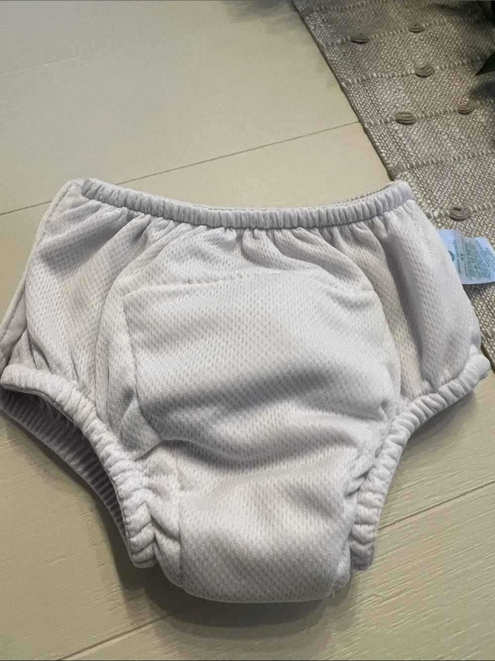 White Reusable Swim/Diaper Cover with Elastic Waistband